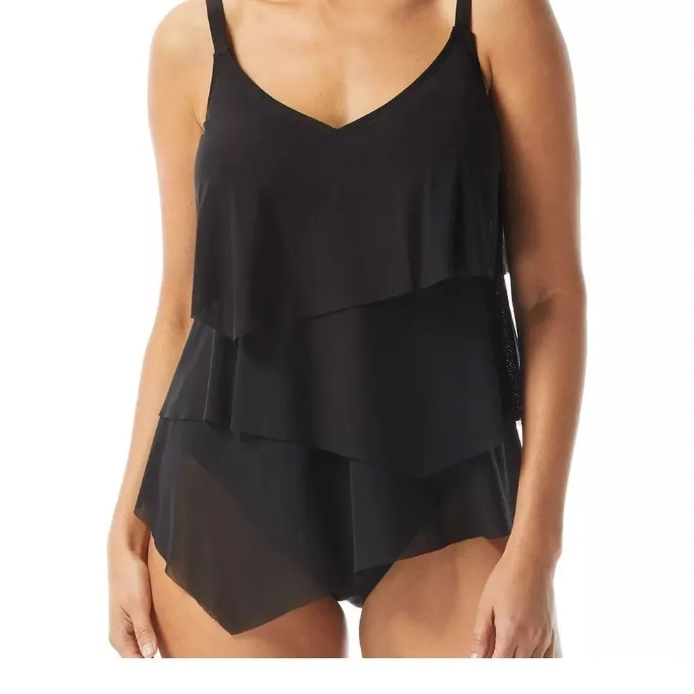 COCO REEF Women' Flourish Underwire BraSized Tankini Top Black swimming suit - Picture 6 of 13